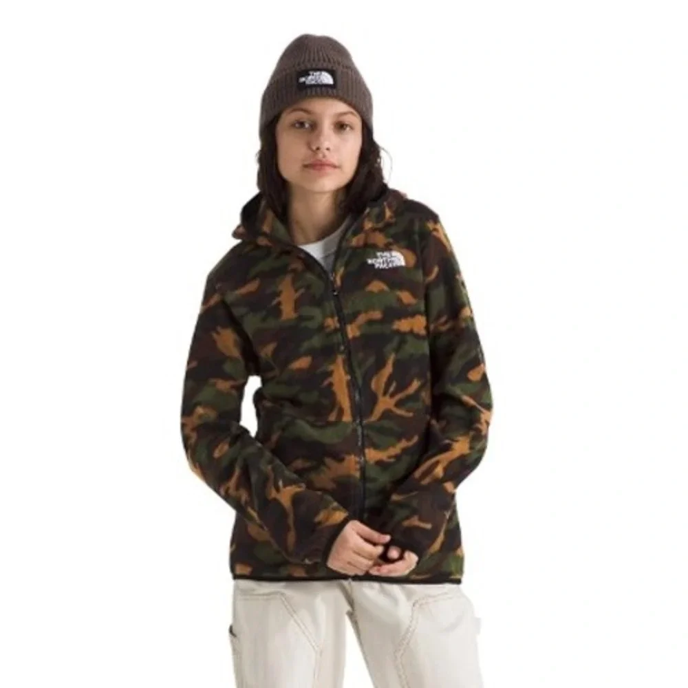 The North Face Unisex Camo Print Glacier Full Zip Hooded Jacket Size L(12) NWT